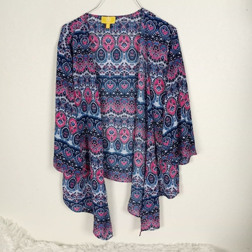 Liz Lange Boho Floral/Indie Print Open Front Cardigan 1X